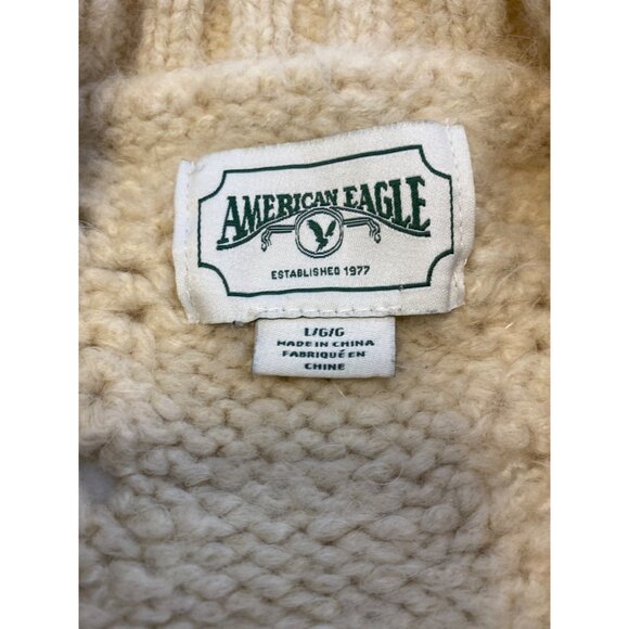American Eagle Oversized Knit Cream Sweater, L, Crew Neck - Picture 5 of 8